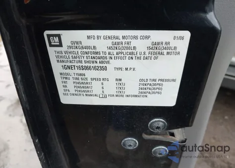 2006 Chevrolet Trailblazer Ext Ls from USA, damaged, VIN 1GNET16S066162350